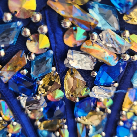 Alyce Paris Royal Blue Strapless Crystal Homecoming Cocktail Party Dress Size 2 - Picture 3 of 6